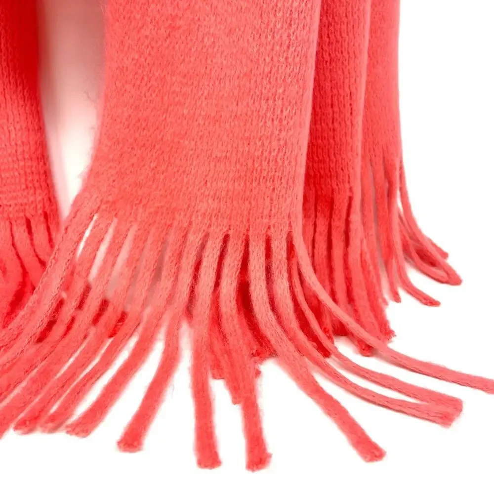 Renee's NYC Women's Soft Knit Rectangle Scarf w/ Fringe in Salmon Pink